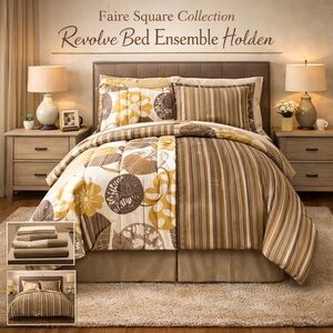 FAIRFIELD SQUARE HOLDEN QUEEN 8PC COMFORTER SET REVERSIBLE BED IN A BAG